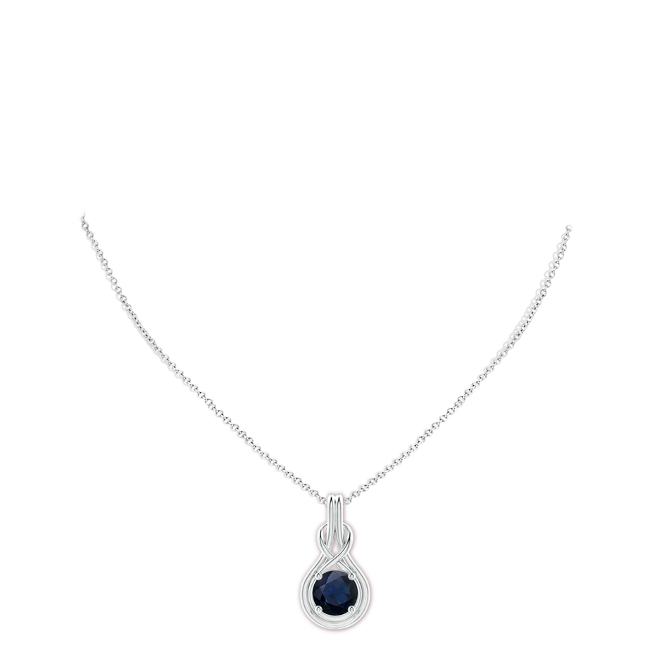 10mm A Round Sapphire Solitaire Infinity Knot Pendant in P950 Platinum pen