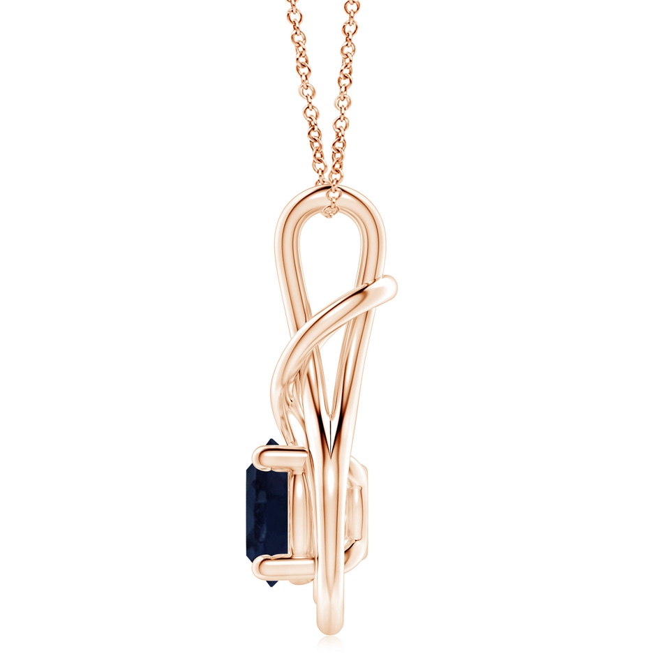 10mm A Round Sapphire Solitaire Infinity Knot Pendant in Rose Gold side 199