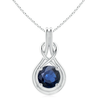 10mm AA Round Sapphire Solitaire Infinity Knot Pendant in P950 Platinum