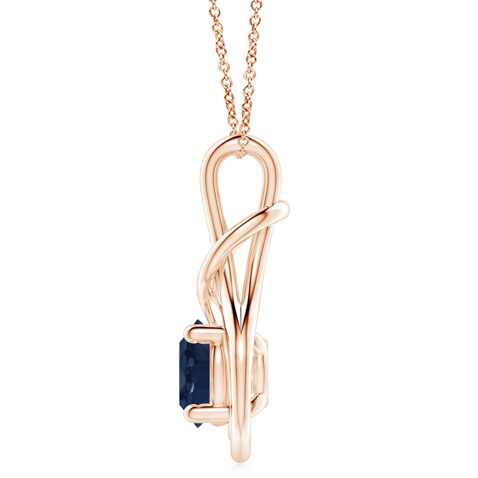 10mm AA Round Sapphire Solitaire Infinity Knot Pendant in Rose Gold side 199
