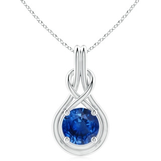 10mm AAA Round Sapphire Solitaire Infinity Knot Pendant in P950 Platinum