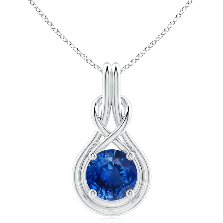 10mm AAA Round Sapphire Solitaire Infinity Knot Pendant in P950 Platinum 