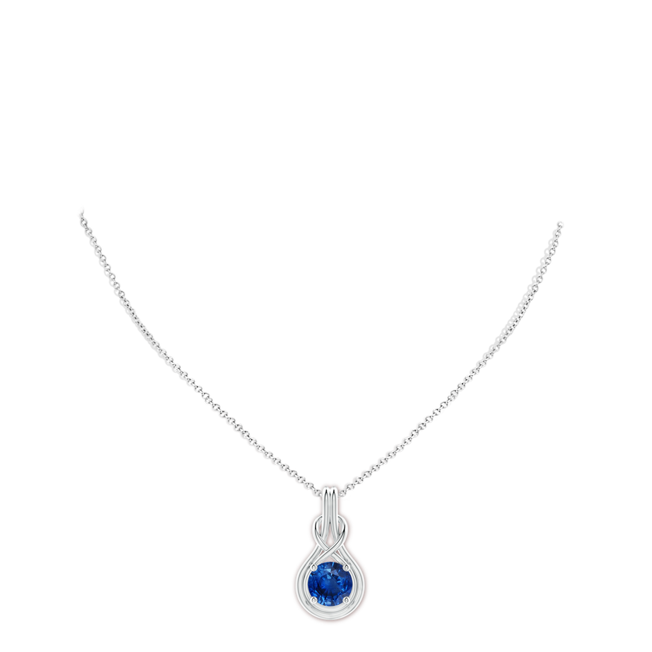 10mm AAA Round Sapphire Solitaire Infinity Knot Pendant in P950 Platinum pen