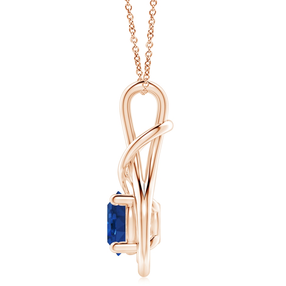 10mm AAA Round Sapphire Solitaire Infinity Knot Pendant in Rose Gold side 199