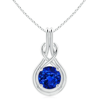 10mm Lab-Grown Round Sapphire Solitaire Infinity Knot Pendant in P950 Platinum