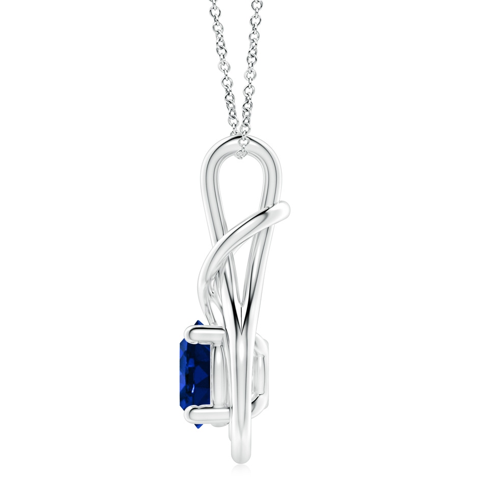 10mm AAAA Round Sapphire Solitaire Infinity Knot Pendant in P950 Platinum side 199