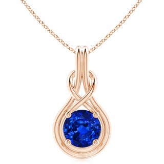 10mm Lab-Grown Round Sapphire Solitaire Infinity Knot Pendant in Rose Gold