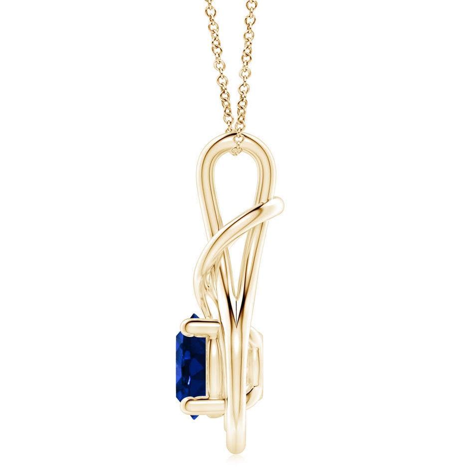 10mm AAAA Round Sapphire Solitaire Infinity Knot Pendant in Yellow Gold side 199