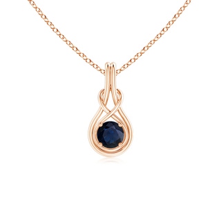 5mm A Round Sapphire Solitaire Infinity Knot Pendant in 9K Rose Gold