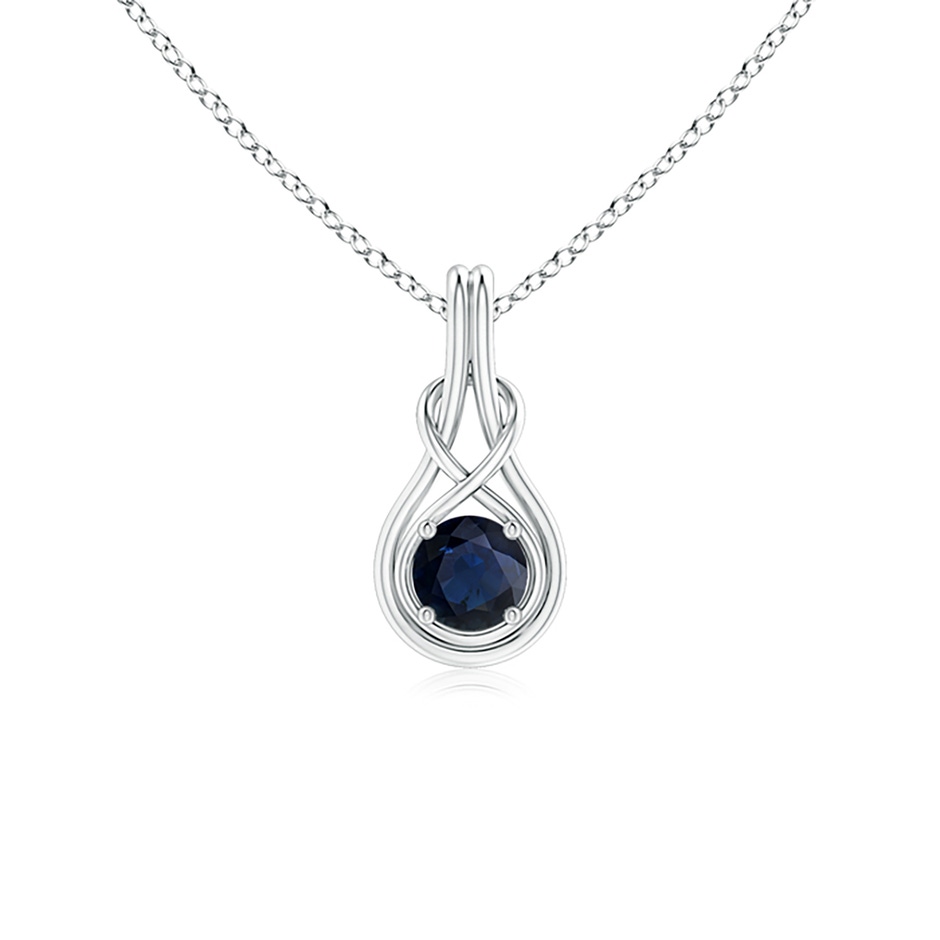 5mm A Round Sapphire Solitaire Infinity Knot Pendant in P950 Platinum 