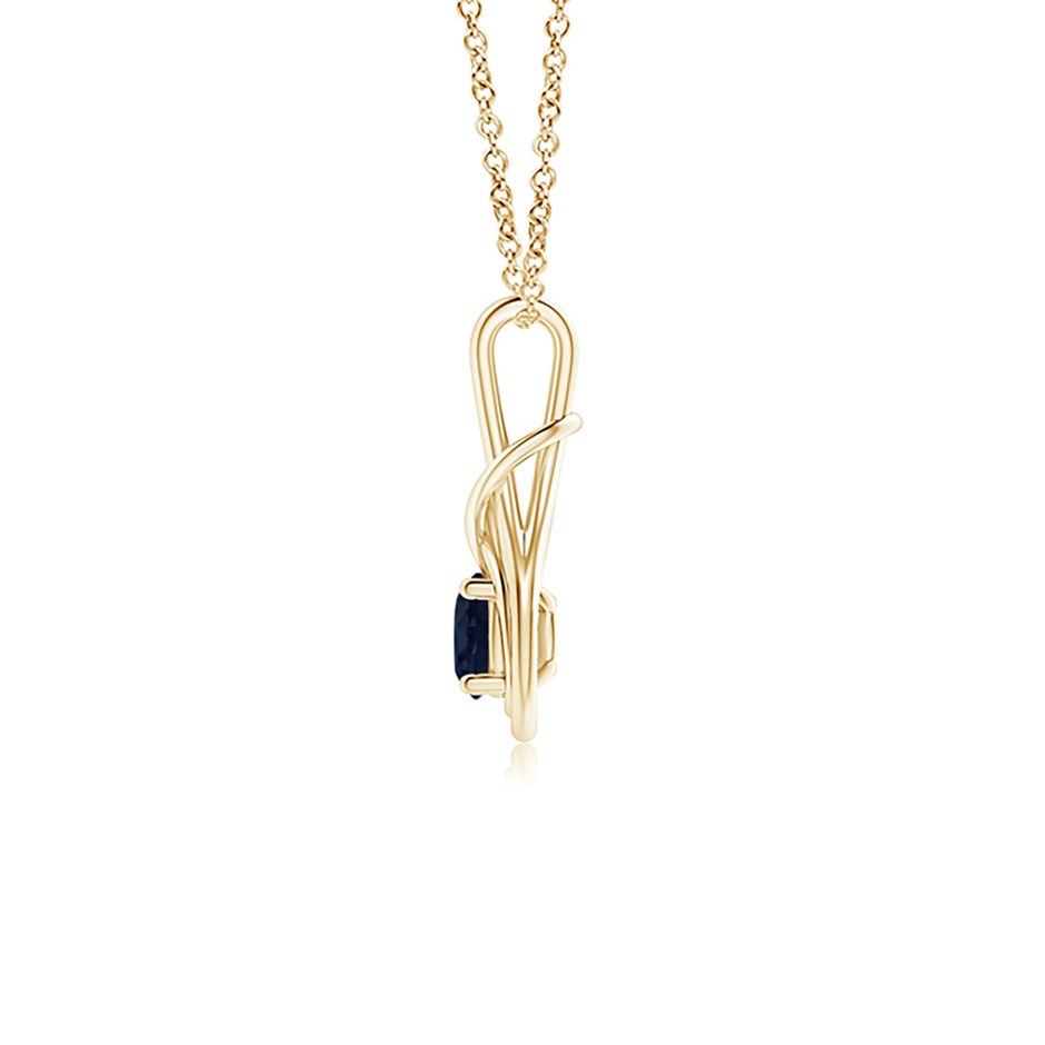5mm A Round Sapphire Solitaire Infinity Knot Pendant in Yellow Gold side 199