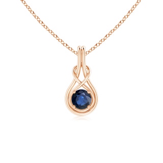 5mm AA Round Sapphire Solitaire Infinity Knot Pendant in Rose Gold