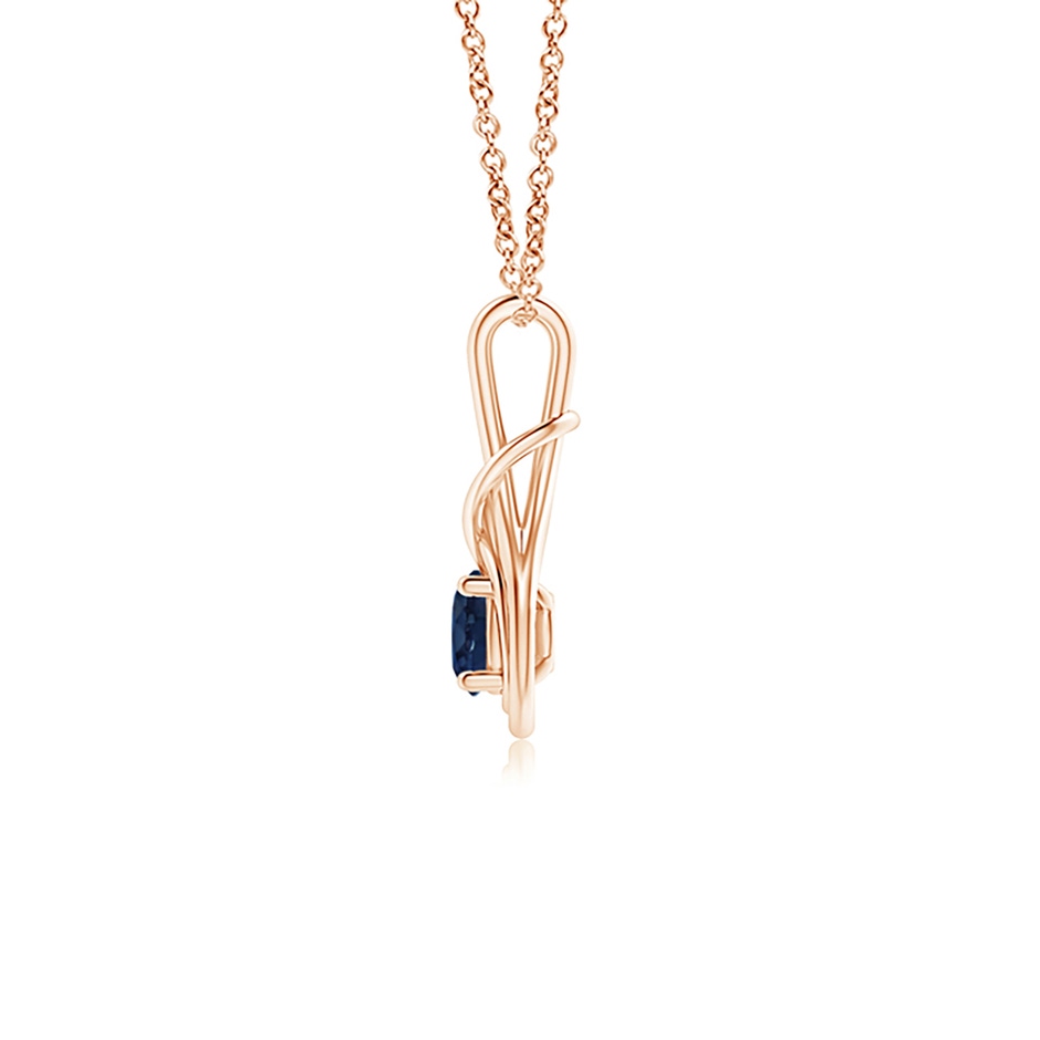 5mm AA Round Sapphire Solitaire Infinity Knot Pendant in Rose Gold side 199