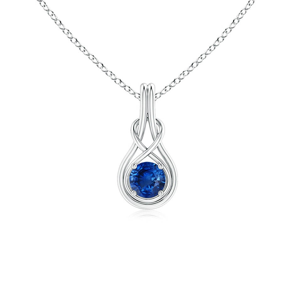 5mm AAA Round Sapphire Solitaire Infinity Knot Pendant in P950 Platinum 
