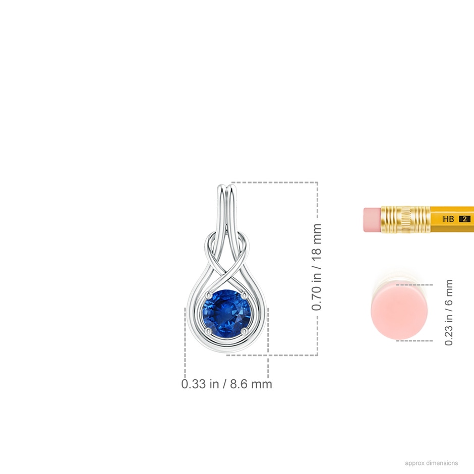 5mm AAA Round Sapphire Solitaire Infinity Knot Pendant in P950 Platinum ruler