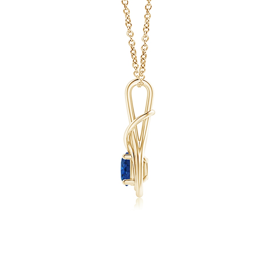 5mm AAA Round Sapphire Solitaire Infinity Knot Pendant in Yellow Gold side 199
