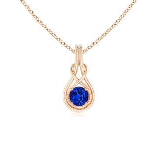 5mm Lab-Grown Round Sapphire Solitaire Infinity Knot Pendant in 9K Rose Gold