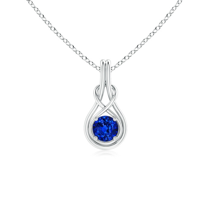 5mm AAAA Round Sapphire Solitaire Infinity Knot Pendant in P950 Platinum