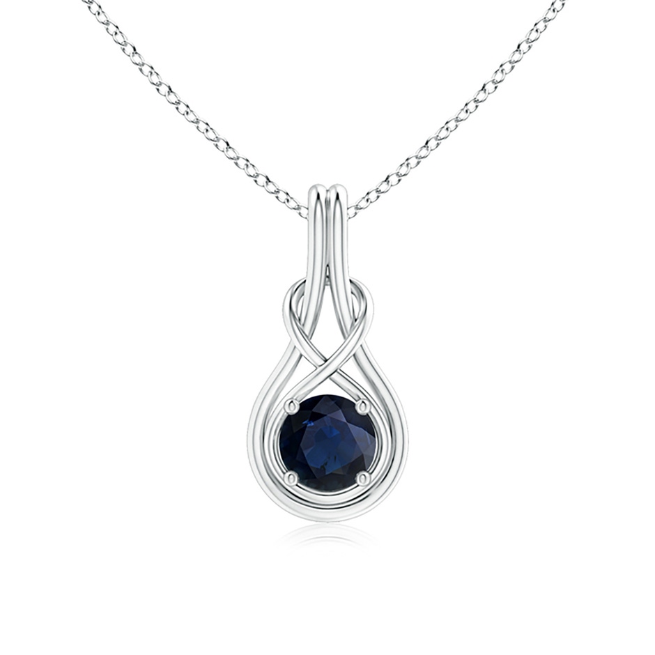 6mm A Round Sapphire Solitaire Infinity Knot Pendant in P950 Platinum 