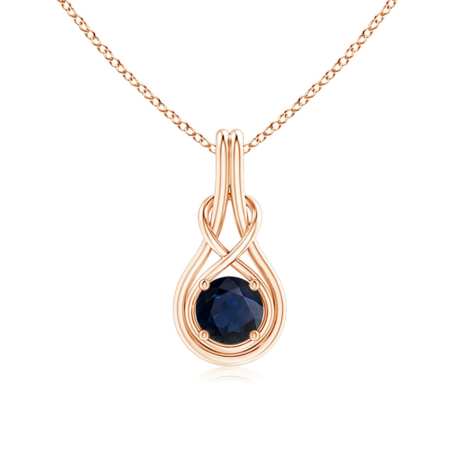 6mm A Round Sapphire Solitaire Infinity Knot Pendant in Rose Gold 