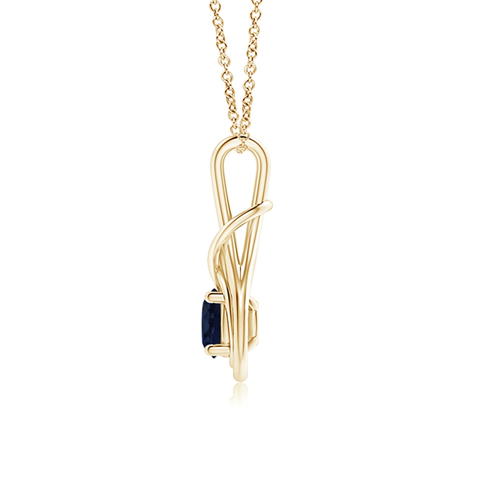 6mm A Round Sapphire Solitaire Infinity Knot Pendant in Yellow Gold side 199