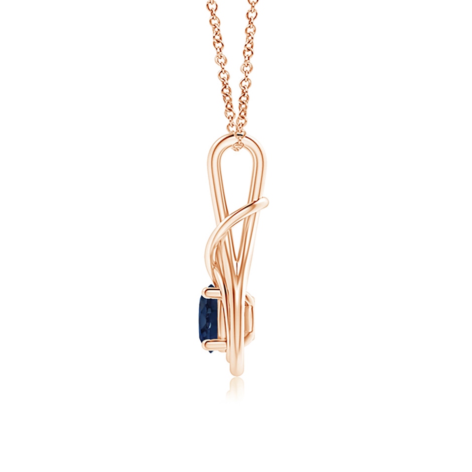 6mm AA Round Sapphire Solitaire Infinity Knot Pendant in Rose Gold side 199