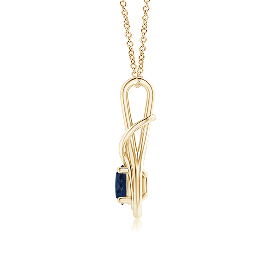 6mm AA Round Sapphire Solitaire Infinity Knot Pendant in Yellow Gold side 199