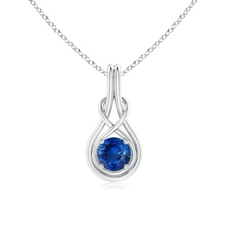 6mm AAA Round Sapphire Solitaire Infinity Knot Pendant in P950 Platinum