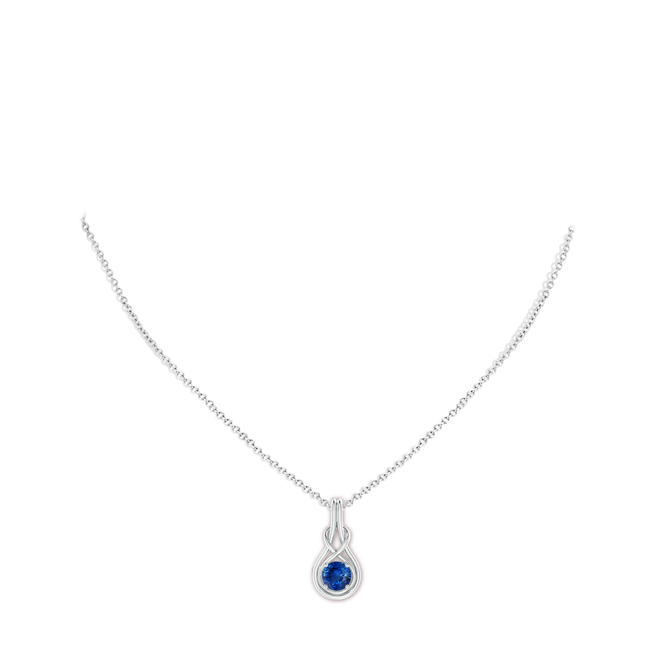 6mm AAA Round Sapphire Solitaire Infinity Knot Pendant in P950 Platinum pen