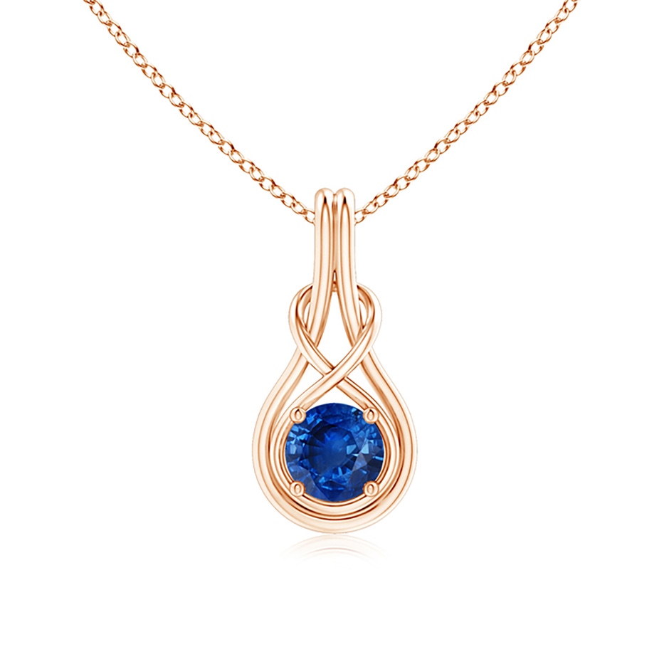 6mm AAA Round Sapphire Solitaire Infinity Knot Pendant in Rose Gold 