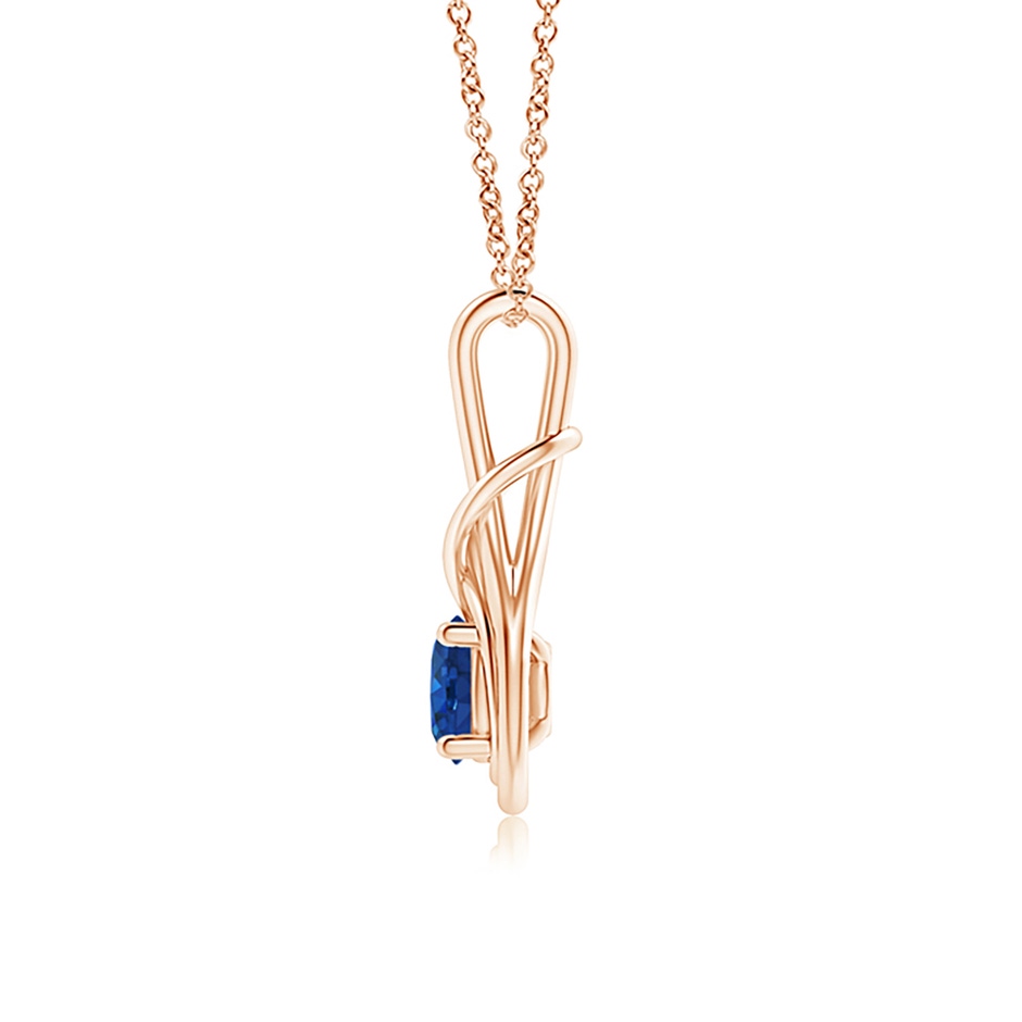 6mm AAA Round Sapphire Solitaire Infinity Knot Pendant in Rose Gold side 199