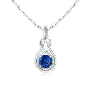 6mm AAA Round Sapphire Solitaire Infinity Knot Pendant in White Gold