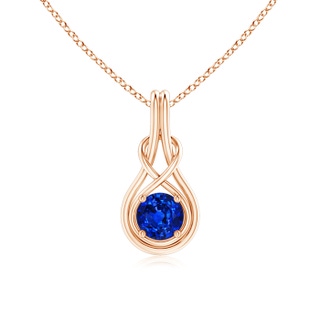 6mm AAAA Round Sapphire Solitaire Infinity Knot Pendant in 9K Rose Gold