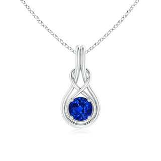 6mm AAAA Round Sapphire Solitaire Infinity Knot Pendant in P950 Platinum