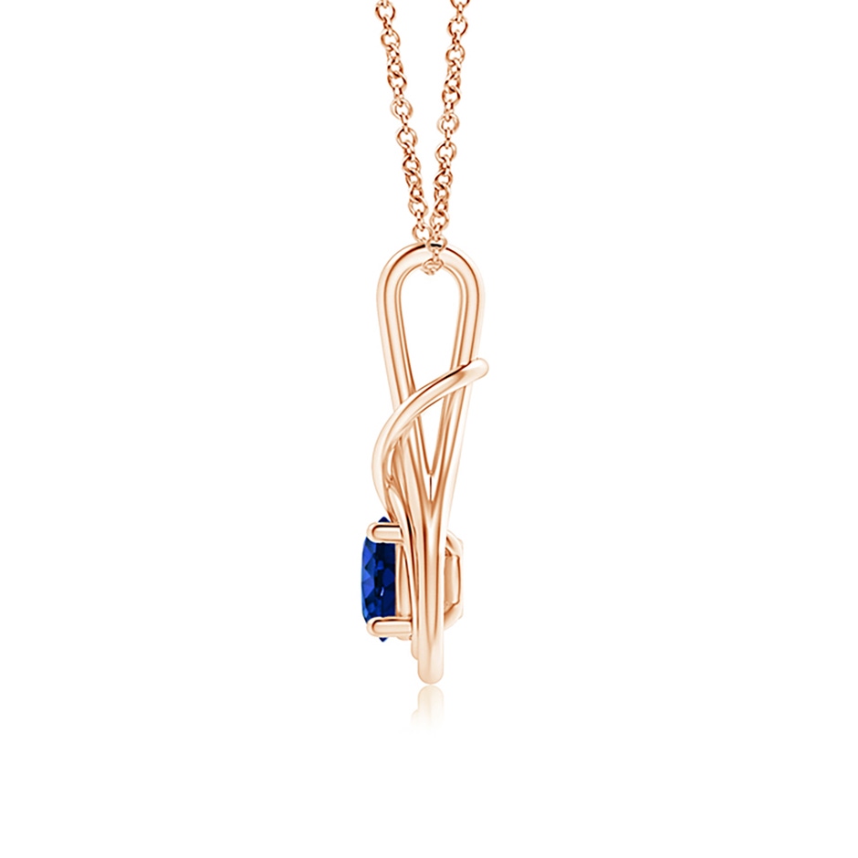 6mm AAAA Round Sapphire Solitaire Infinity Knot Pendant in Rose Gold side 199