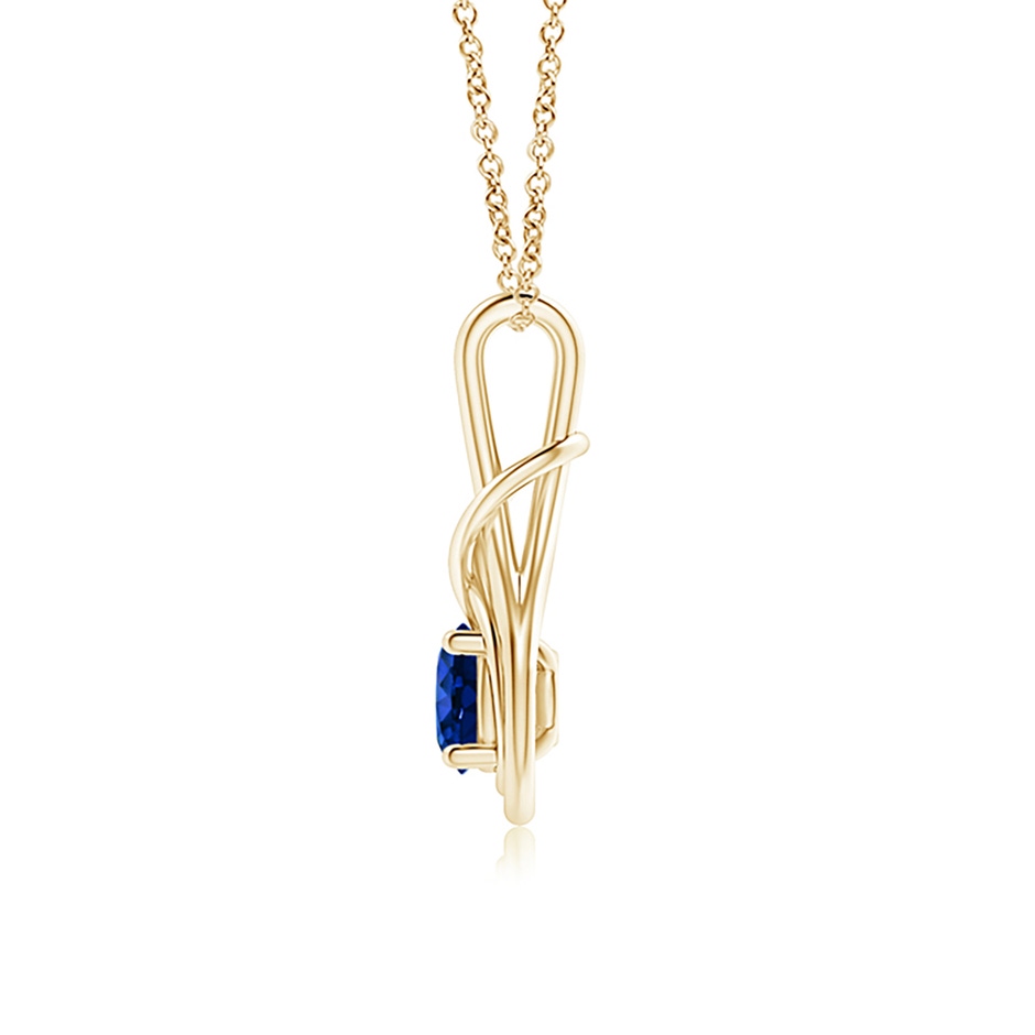 6mm AAAA Round Sapphire Solitaire Infinity Knot Pendant in Yellow Gold side 199