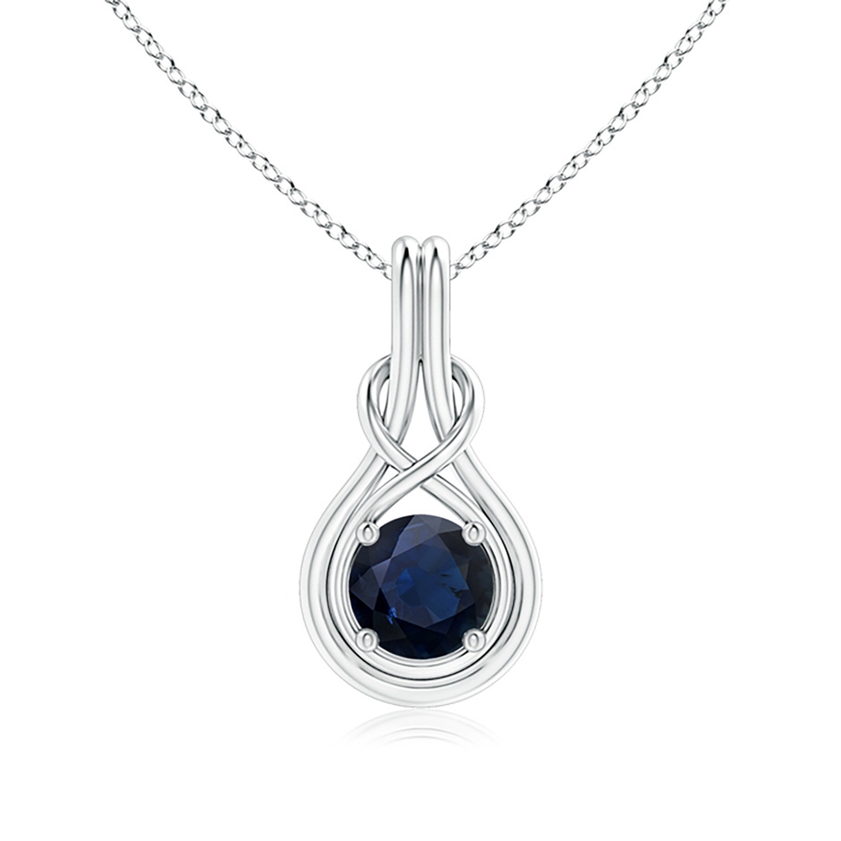 7mm A Round Sapphire Solitaire Infinity Knot Pendant in P950 Platinum 