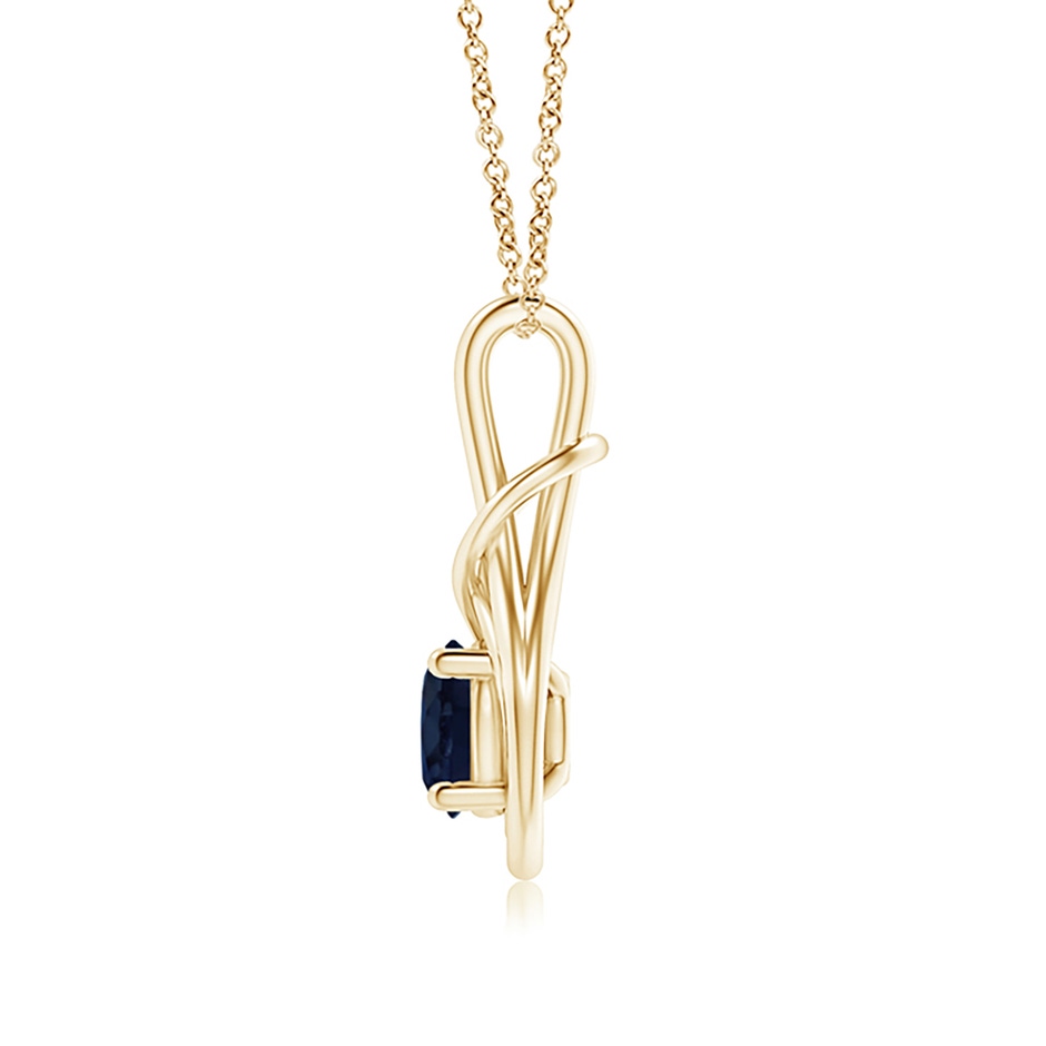 7mm A Round Sapphire Solitaire Infinity Knot Pendant in Yellow Gold side 199