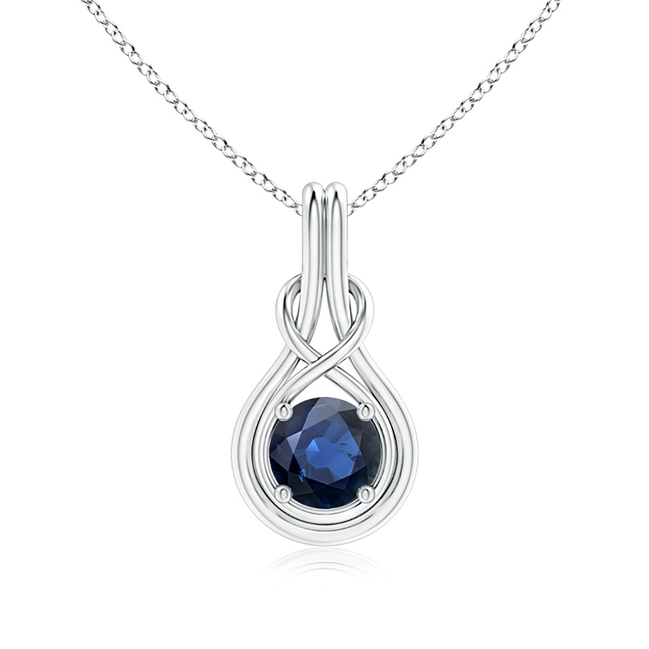 7mm AA Round Sapphire Solitaire Infinity Knot Pendant in P950 Platinum 