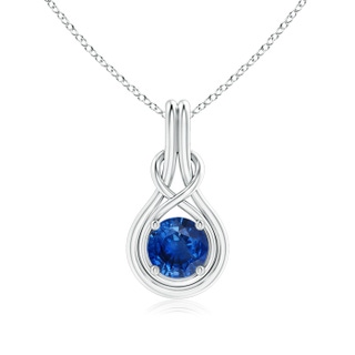 7mm AAA Round Sapphire Solitaire Infinity Knot Pendant in P950 Platinum