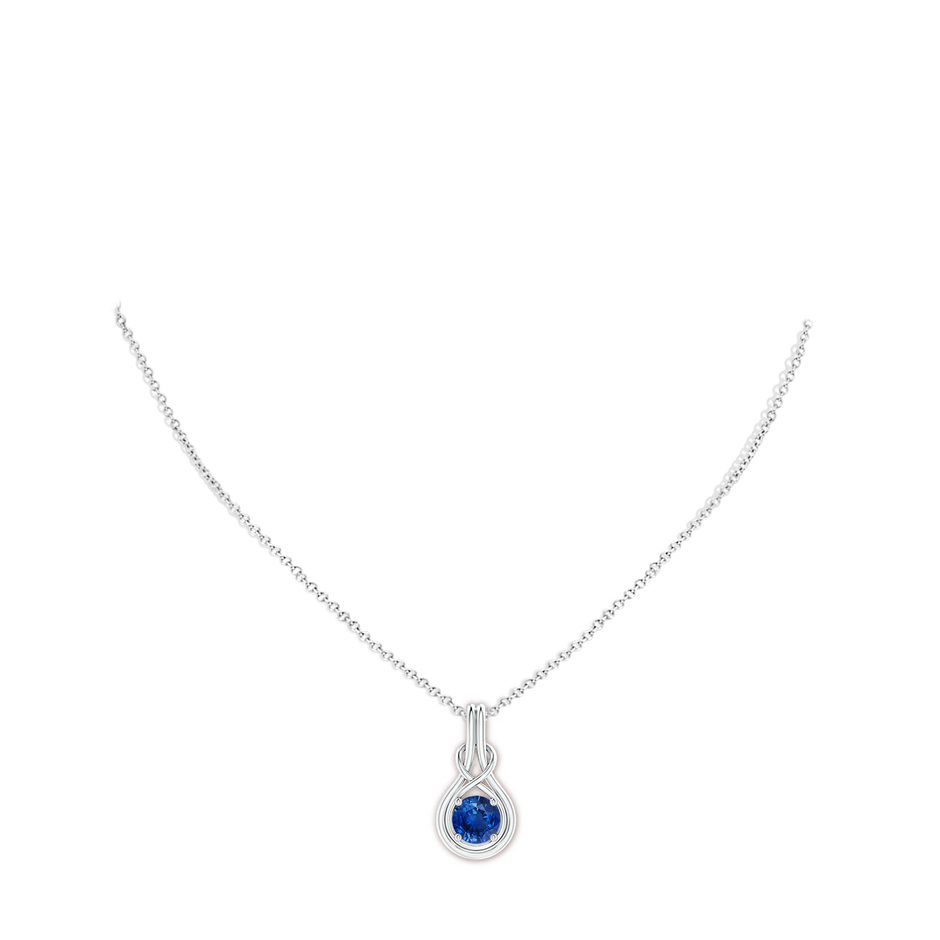 7mm AAA Round Sapphire Solitaire Infinity Knot Pendant in P950 Platinum pen