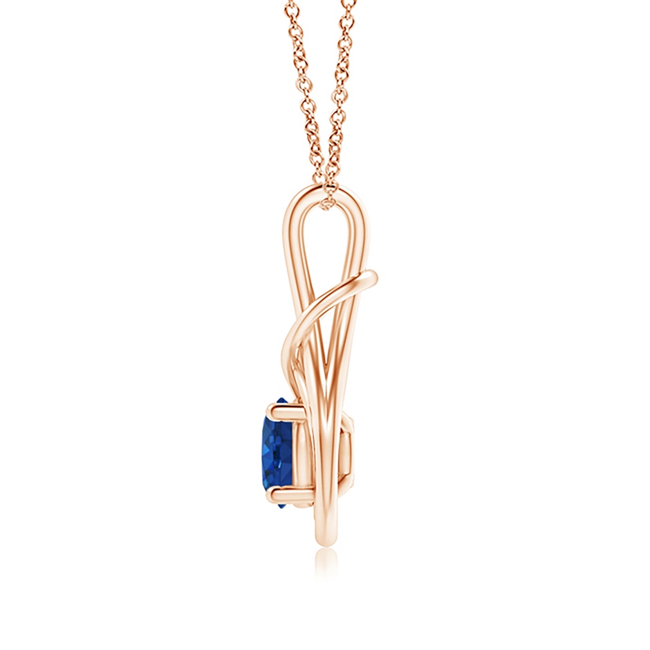 7mm AAA Round Sapphire Solitaire Infinity Knot Pendant in Rose Gold side 199