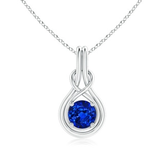 7mm AAAA Round Sapphire Solitaire Infinity Knot Pendant in P950 Platinum