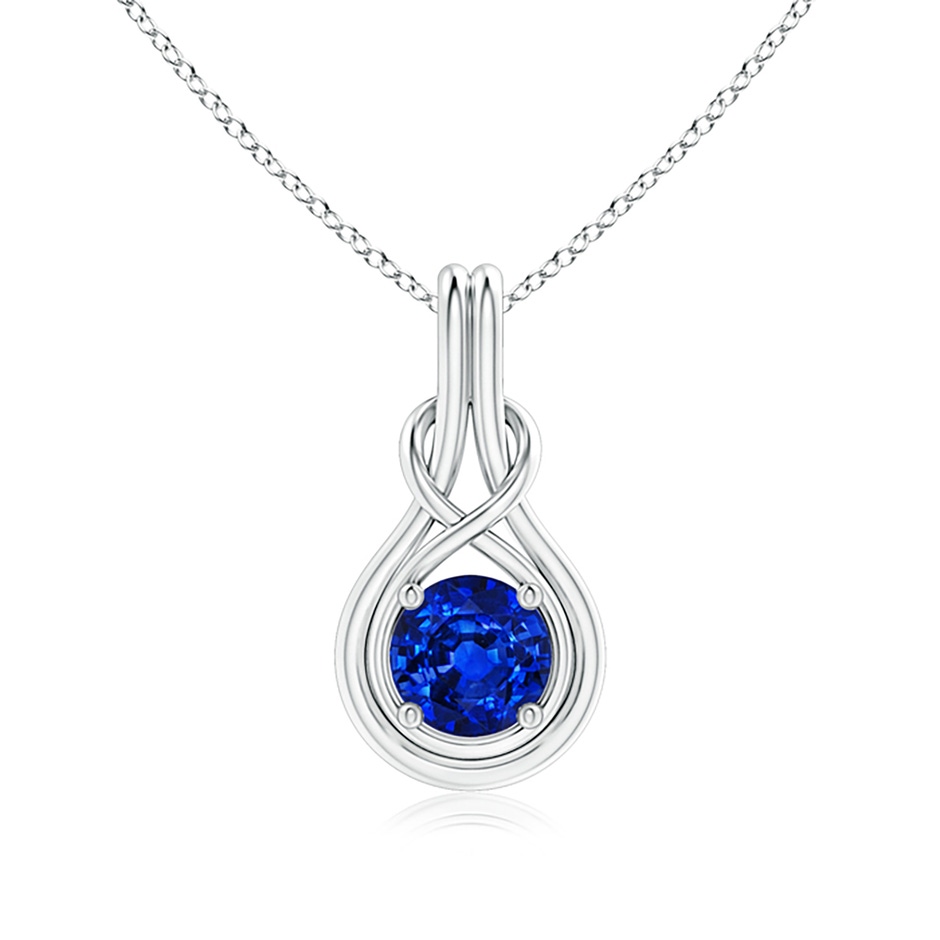 7mm AAAA Round Sapphire Solitaire Infinity Knot Pendant in P950 Platinum 
