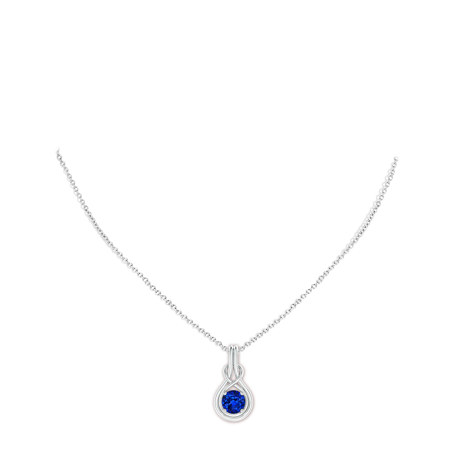 7mm AAAA Round Sapphire Solitaire Infinity Knot Pendant in P950 Platinum pen