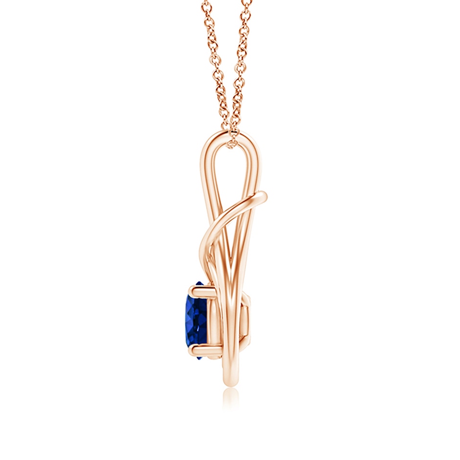 7mm AAAA Round Sapphire Solitaire Infinity Knot Pendant in Rose Gold side 199