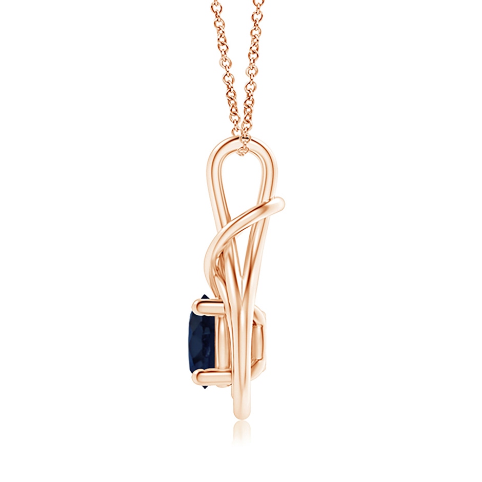 8mm A Round Sapphire Solitaire Infinity Knot Pendant in 18K Rose Gold side 199