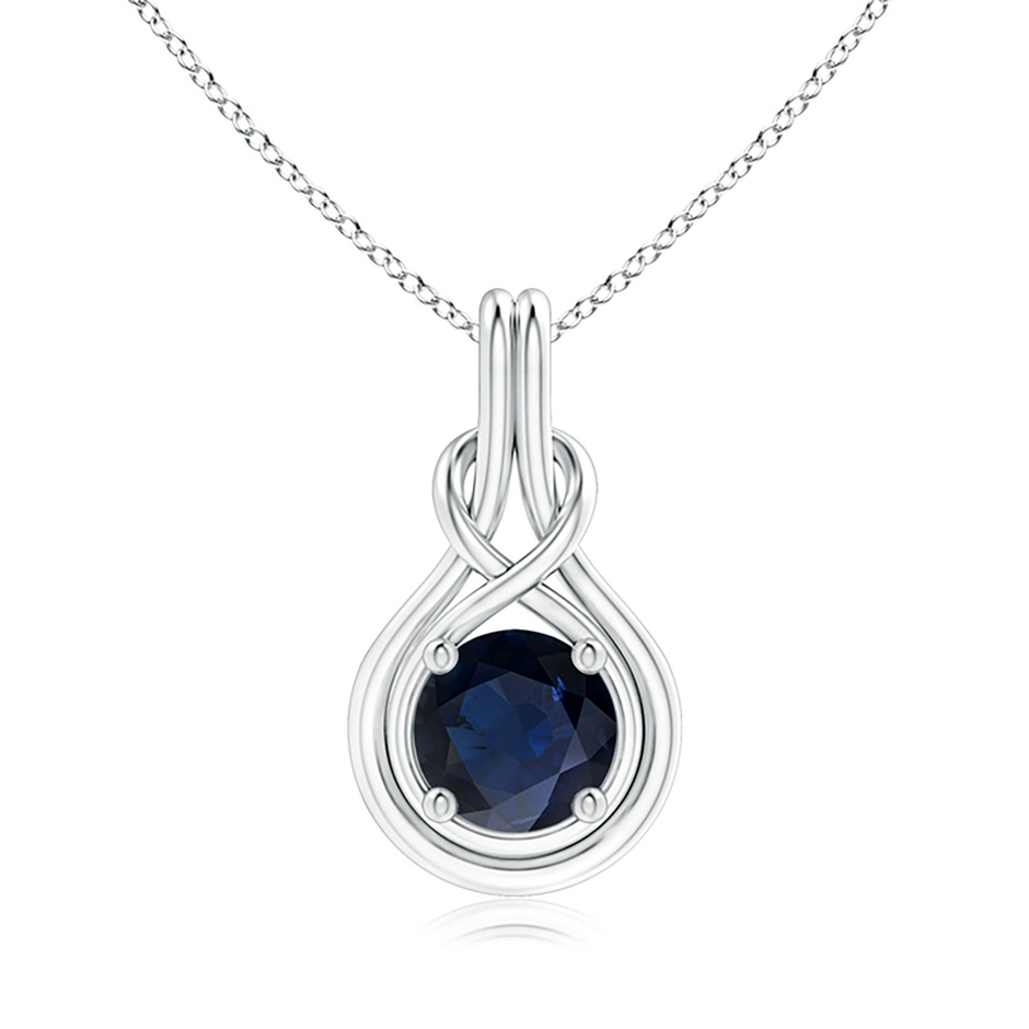 8mm A Round Sapphire Solitaire Infinity Knot Pendant in P950 Platinum 