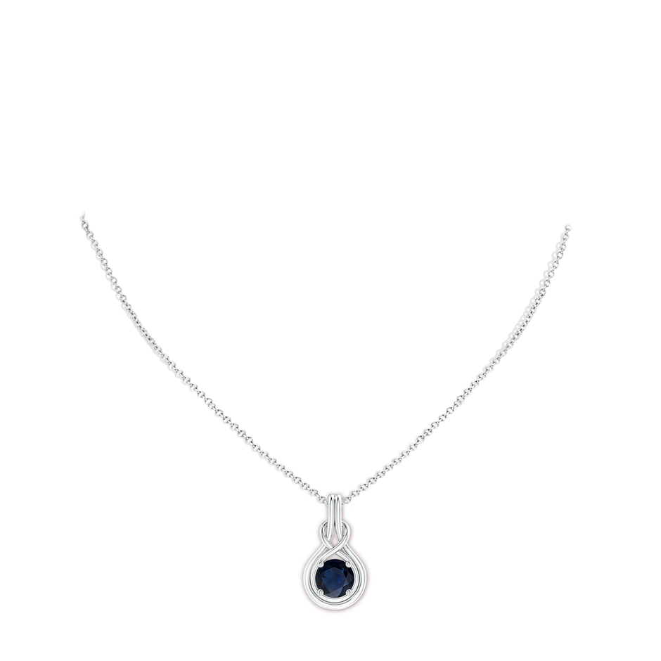 8mm A Round Sapphire Solitaire Infinity Knot Pendant in P950 Platinum pen