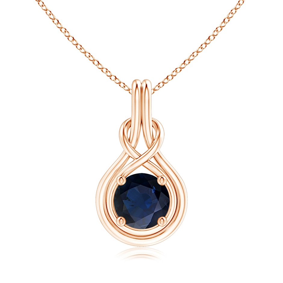 8mm A Round Sapphire Solitaire Infinity Knot Pendant in Rose Gold 